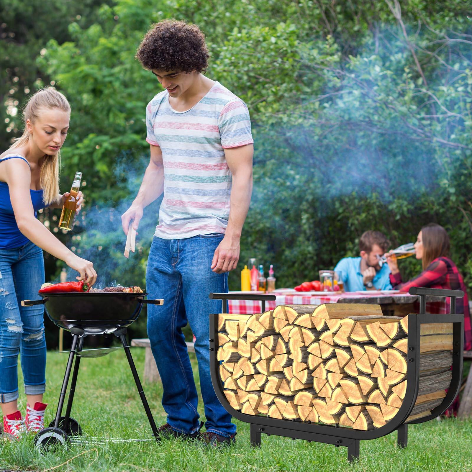 Alt View 4. JETRANSPORT - 30" Outdoor Firewood Rack With 600d Carrier Bag Heavy Duty Wood Holder Included Handles 330lbs Load Capacity - 30in.