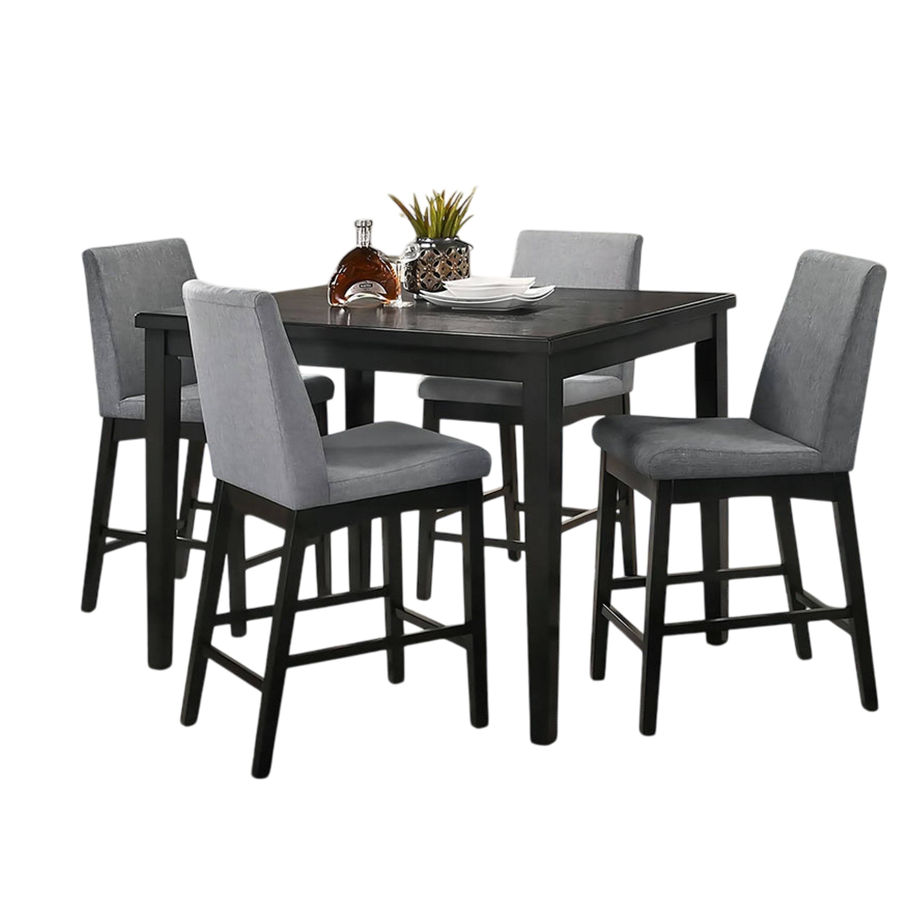 Manhattan Lane - Heni 5pc Counter Table and 4 Chair Set, Gray Padded - Dark Walnut Brown, Gray