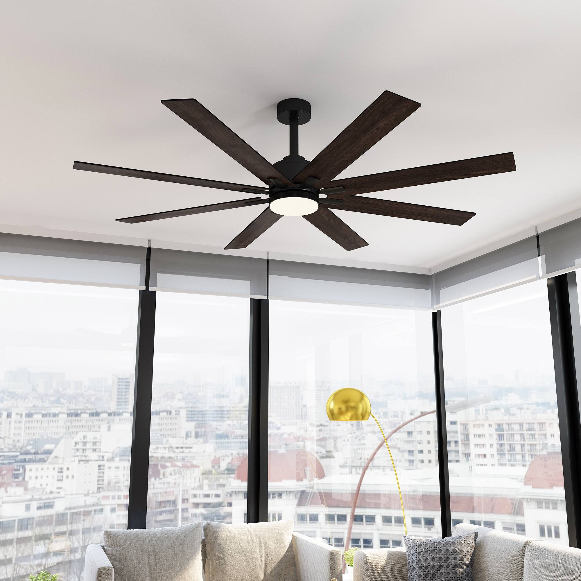 Alt View 10. Famapy - Famapy 8 - Blade Ceiling Fan: LED Light, Reversible & 6 - Speed Quiet - Black.
