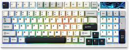 Wikistore - YZ98 Gasket Mechanical Keyboard Hot Swappable BT5.0/2.4G/USB-C with 5-Layer Sound Padding NKRO with RGB Milk Switch - White
