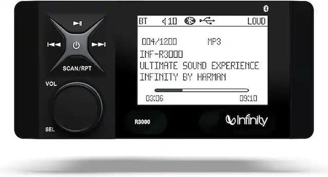 BT 10 LOUD
004/1200 MP3
INF-R3000
ULTIMATE SOUND EXPERIENCE
INFINITY BY HARMAN
03:06 09:10
R3000