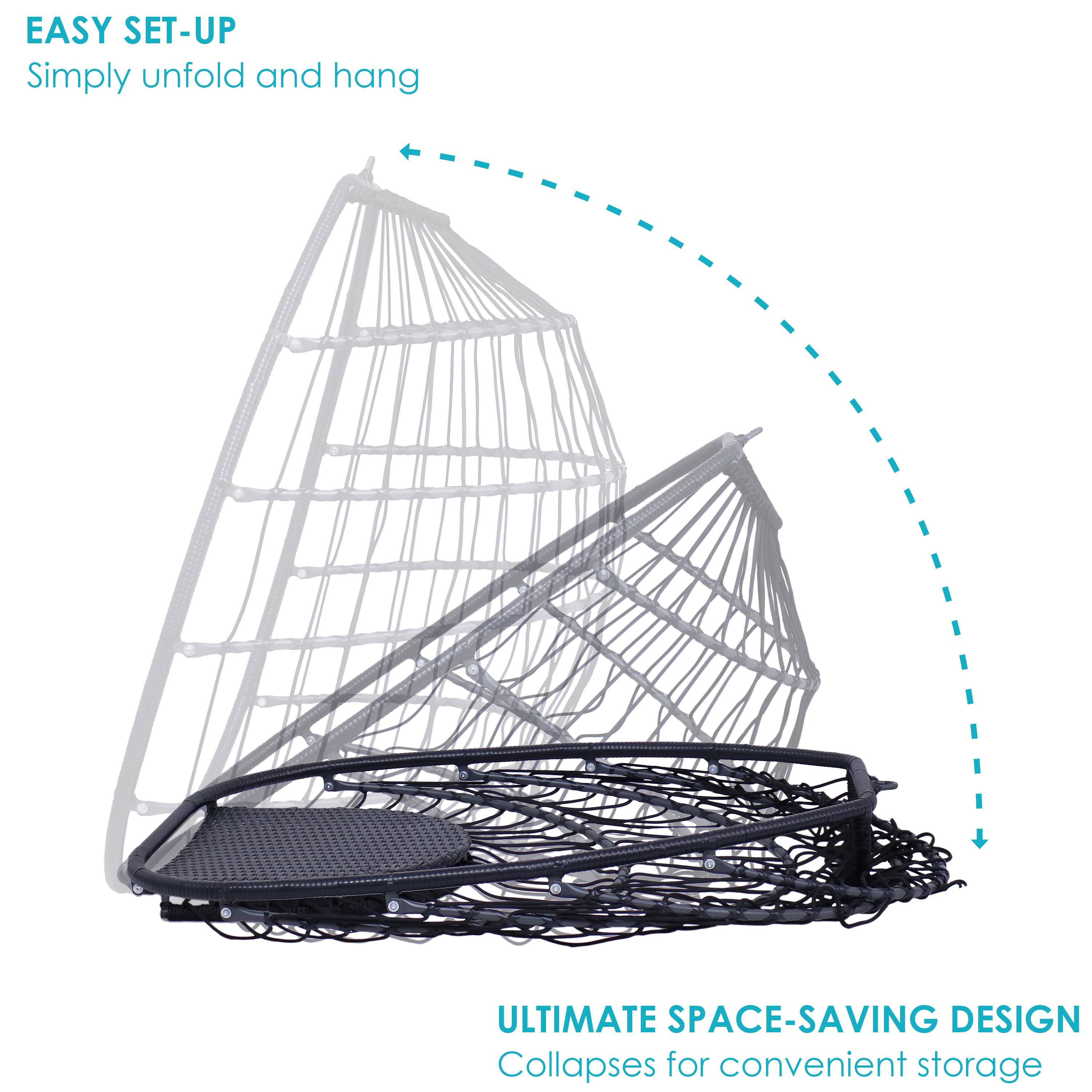 EASY SET-UP  
Simply unfold and hang  

ULTIMATE SPACE-SAVING DESIGN  
Collapses for convenient storage