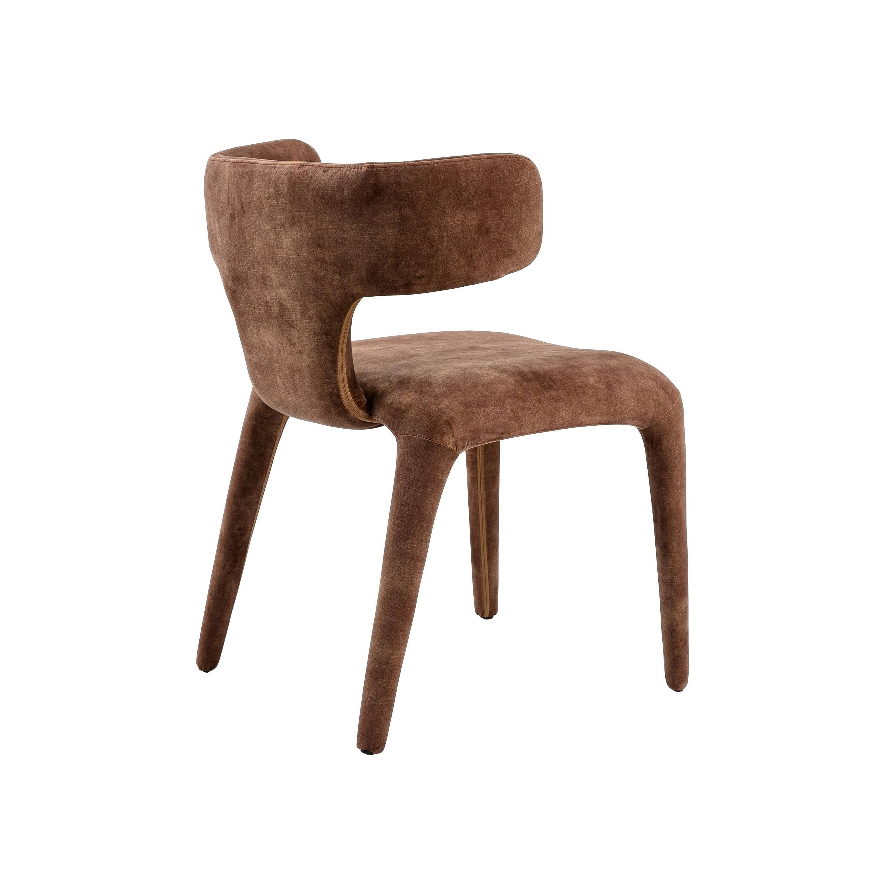 Left. Manhattan Lane - Cid Eve 21 Inch Dining Chair, Curved Wingback,  Textured Polyester - Brown.