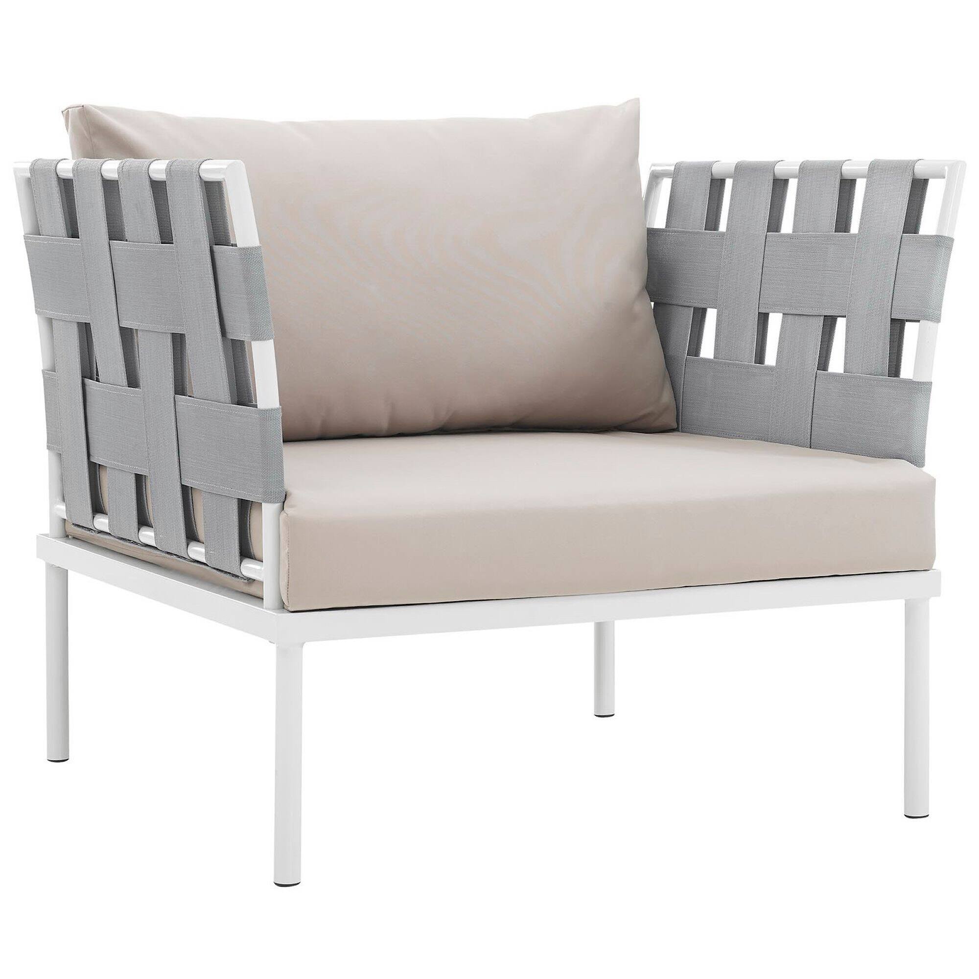 Angle. Modway - Harmony Outdoor Patio Aluminum Armchair by Modway - White Beige.