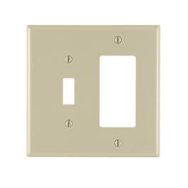Leviton - Midway 2 gang Thermoplastic Nylon Decorator/Toggle Wall Plate 1 pk - Ivory