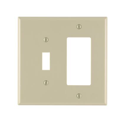 Front. Leviton - Leviton Midway Ivory 2 gang Thermoplastic Nylon Decorator/Toggle Wall Plate 1 pk - Ivory.