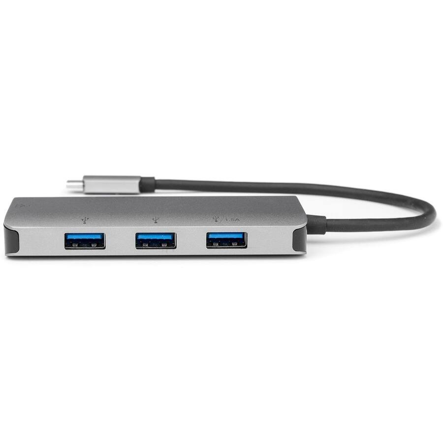 Alt View 4. Rocstor - Rocstor Premium USB-C Hub with USB-A, Gigabit Ethernet & USB-C 100W PD - USB 3.0 Type C - External - 4 USB Port(s) - 1 N - Gray Aluminum.