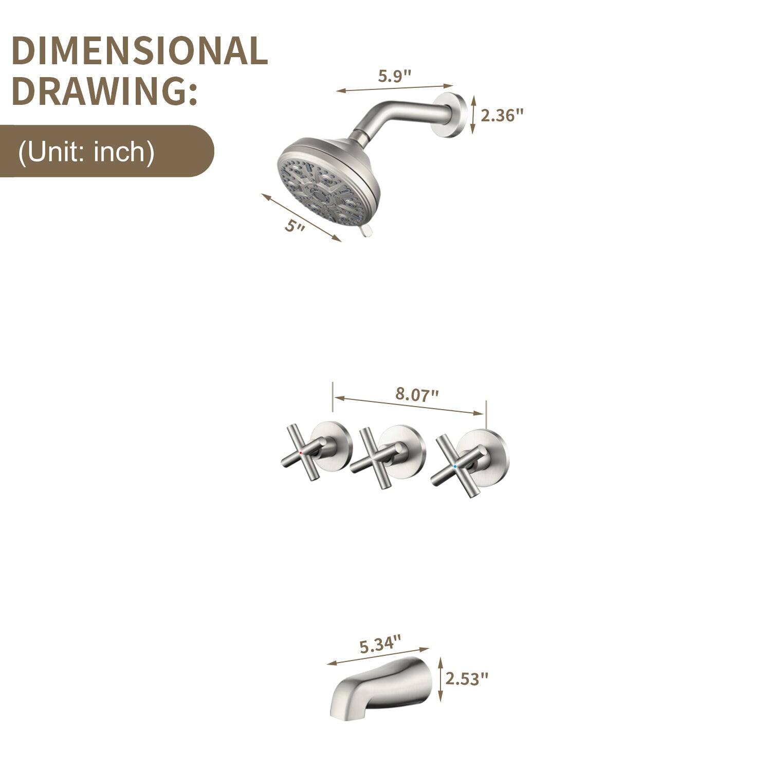 DIMENSIONAL DRAWING:  
(Unit: inch)  

- 5.9"  
- 2.36"  
- 5"  
- 8.07"  
- 5.34"  
- 2.53"