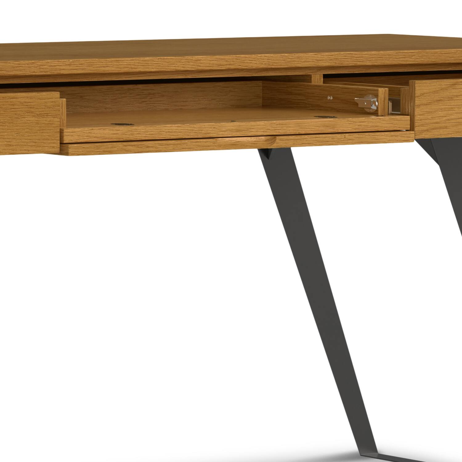 Alt View 5. Simpli Home - Lowry Modern Industrial 72 inch Wide Large Desk in Oak - Oak.