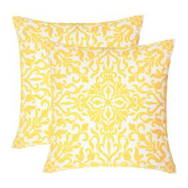 LuXeo - 2-Pack Square Cotton Pillow Cover & Insert, Size: 18" x 18" - SUNSHINE