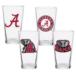 Indigo Falls - Alabama Crimson Tide 16oz. Collector Pint Glass Four-Set - Multicolor