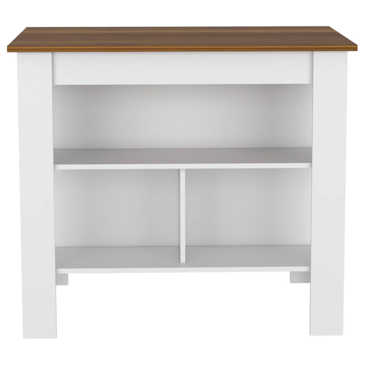 Left. Loheer - Loheer Kitchen Island and Wall Cabinet Set White and Walnut Finish 7-Shelf 4-Door Storage - White.