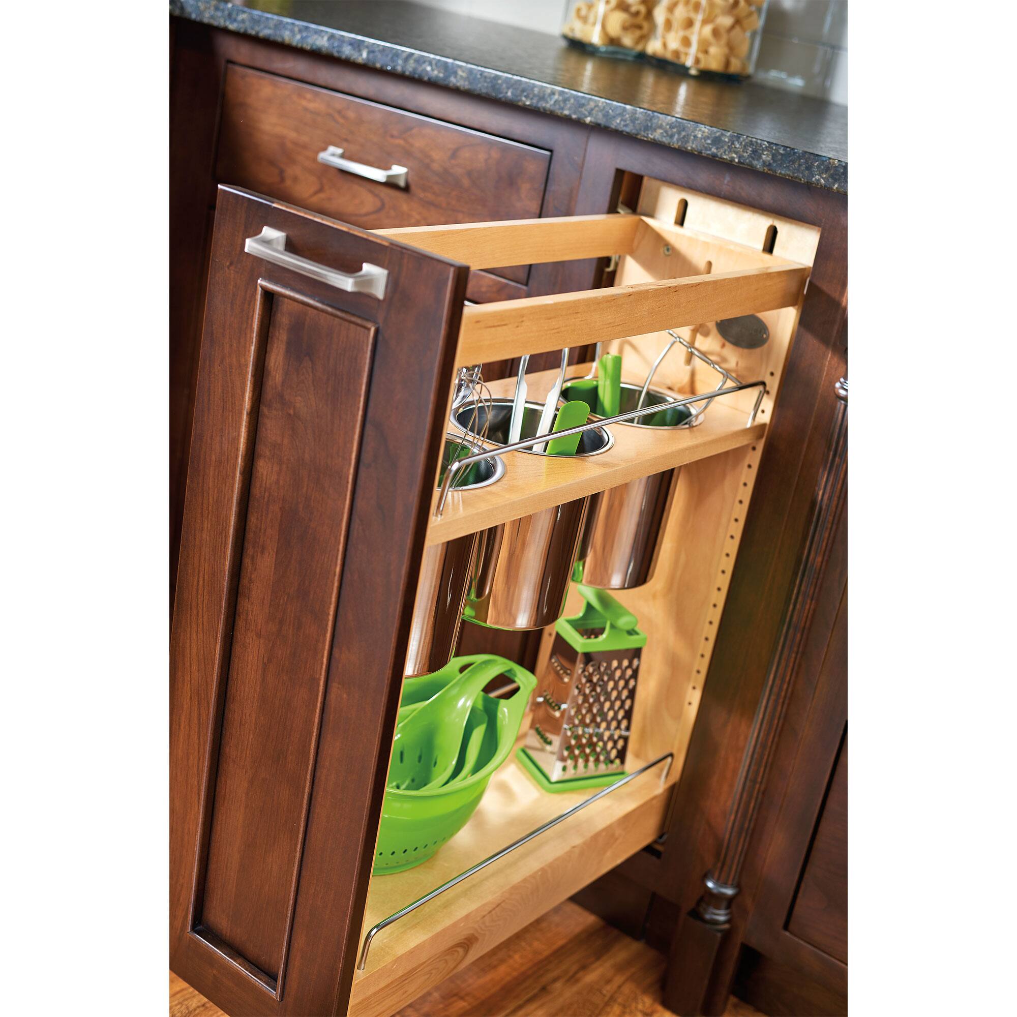 Alt View 5. Rev-A-Shelf - Rev-A-Shelf 8" Pullout Kitchen Cabinet Organizer with Soft-Close, 448UT-BCSC8C - Natural Maple.