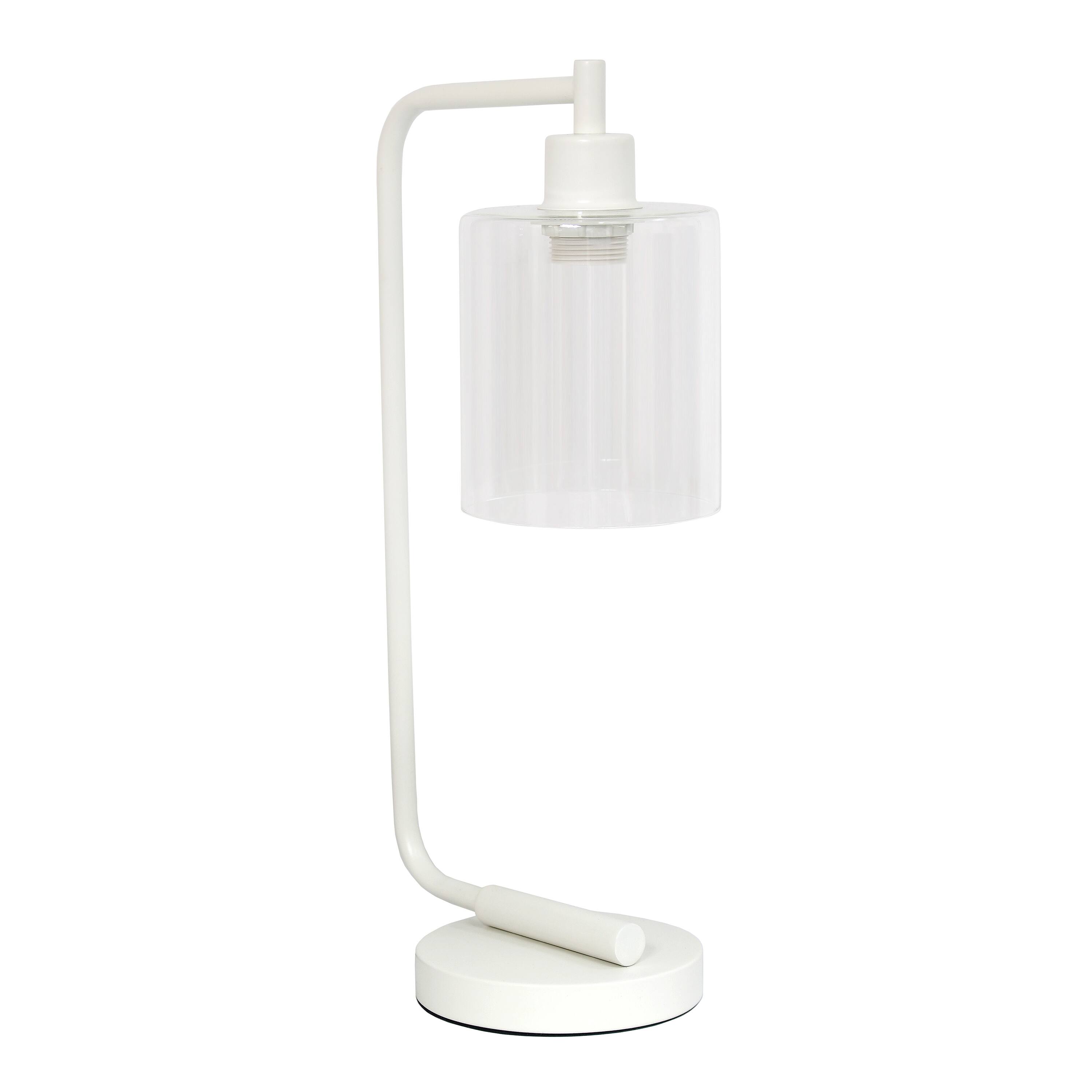 Angle. Lalia Home - Modern Iron 450lm Desk Lamp with Glass Shade - White.