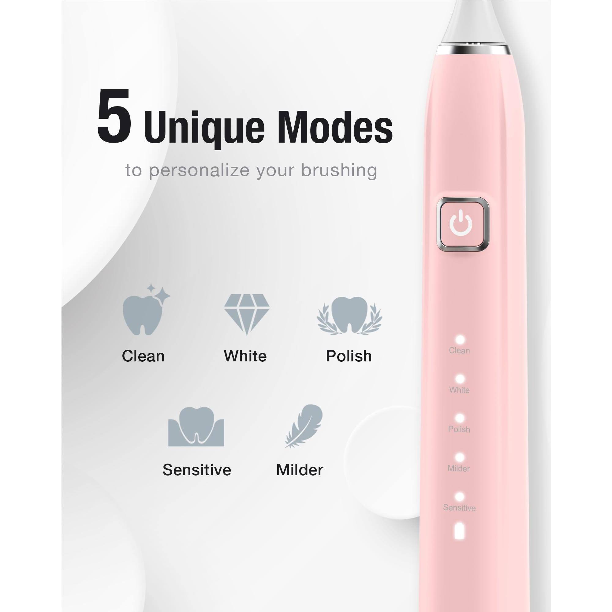 5 Unique Modes to personalize your brushing

- Clean
- White
- Polish
- Sensitive
- Mild