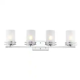 Jonathan Y - Fairfax 32" 4-Light Metal/Frosted Glass Contemporary Glam LED Vanity Light - Chrome