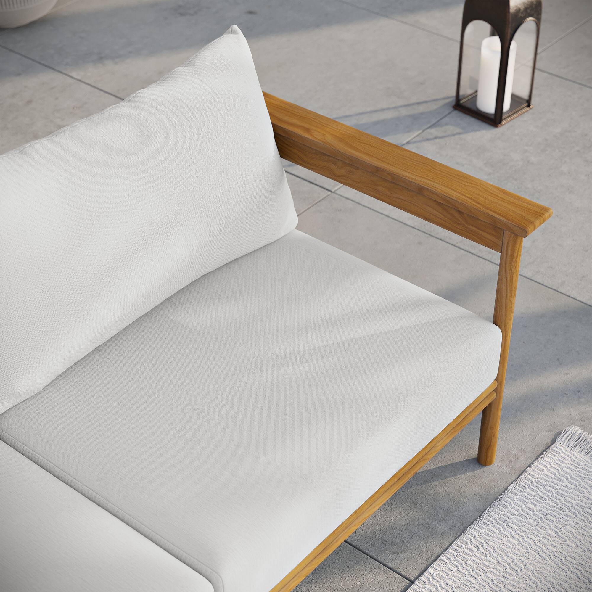 Alt View 9. Modway - Wren Outdoor Patio Teak Wood Sofa by Modway - Natural Sail.