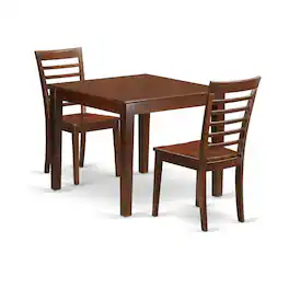 East West Furniture - 3 PcKitchen Table set with a Dining Table and 2 Dining Chairs - Mahogany