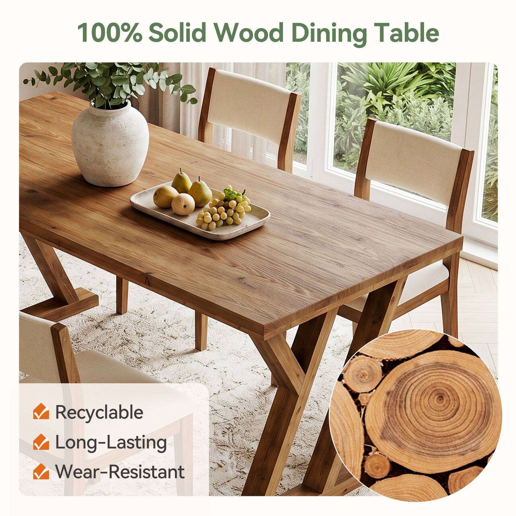 100% Solid Wood Dining Table

- Recyclable
- Long-Lasting
- Wear-Resistant
