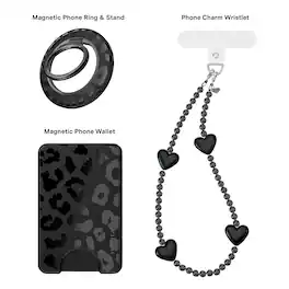 VELVET CAVIAR - Phone Accessory Gift Set - Universal MagSafe Wallet, MagSafe Grip Ring & Phone Charm - Black Leopard