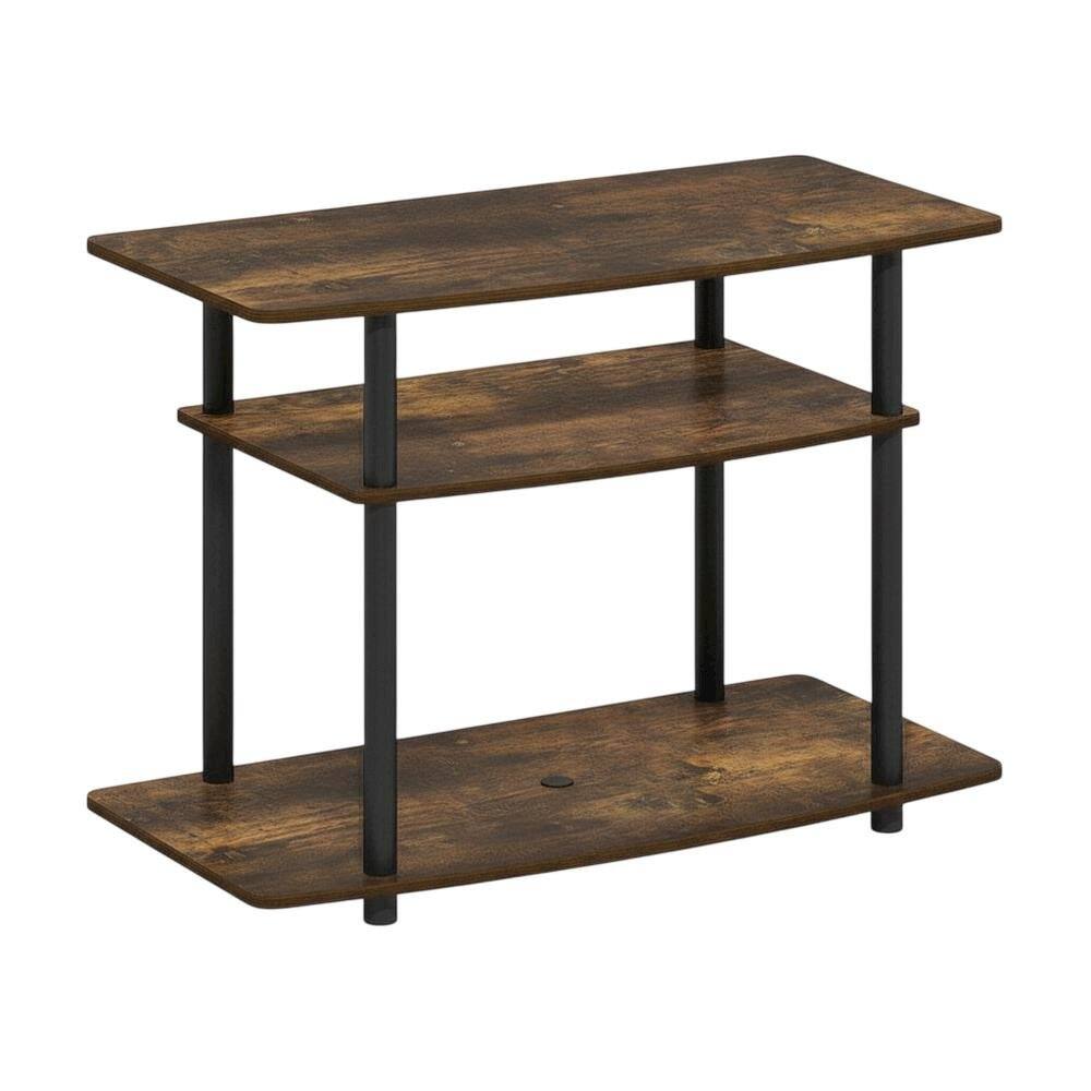 FurniFact - Gold 3-Tier TV Stand with Rubberwood & Walnut Veneer, Sturdy Multi-Level Design - Brown price history on PriceWatchPro