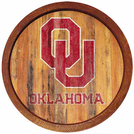 The Fan-Brand - Oklahoma Sooners 21'' x 21'' Weathered Faux Barrel Top Sign - Multicolor
