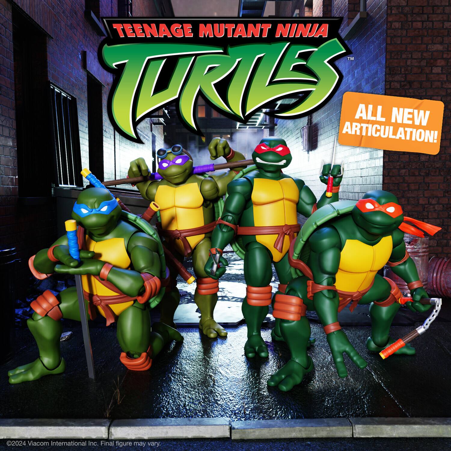 Teenage Mutant Ninja Turtles! All New Articulation! All New 2024 Viacom International Inc. Final figure may vary.