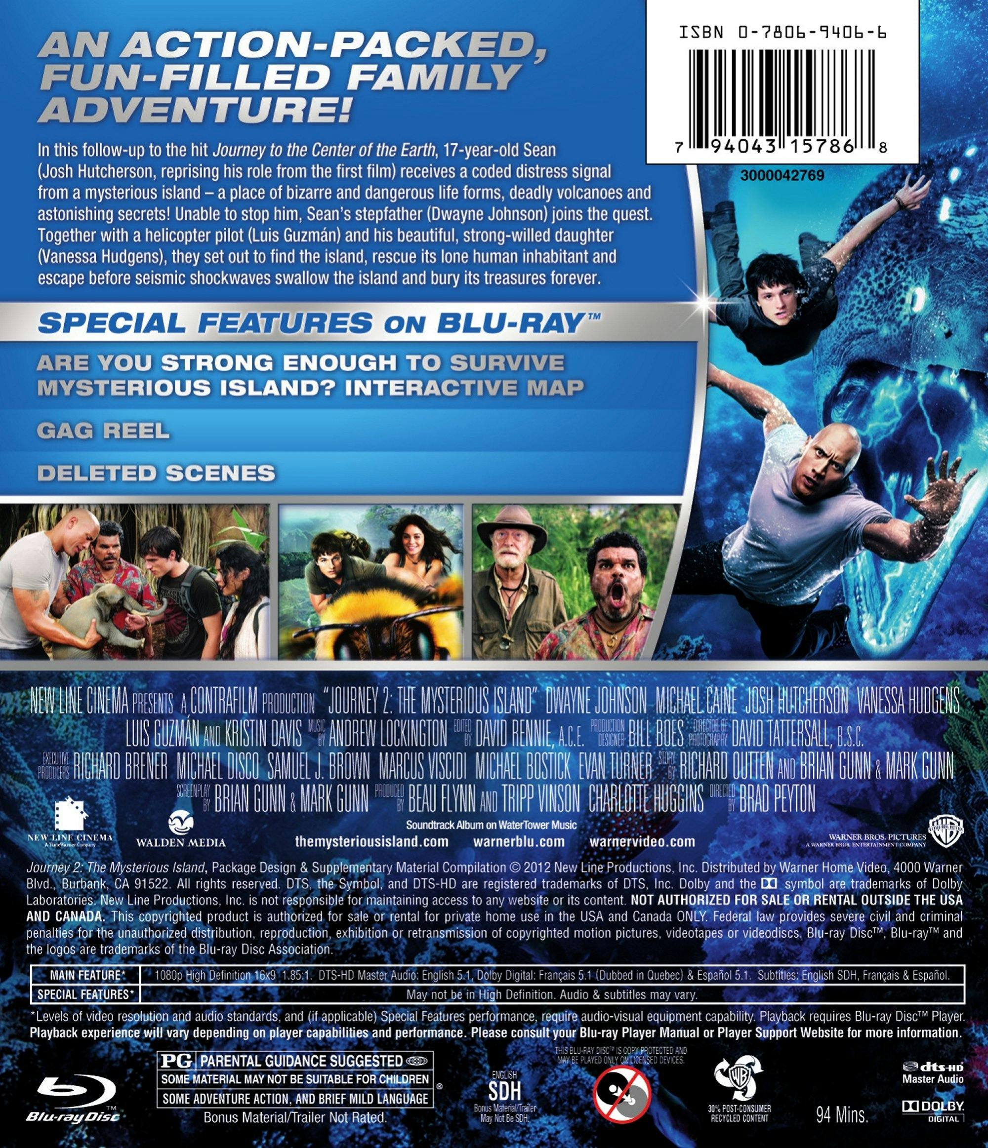 Back. Journey 2: The Mysterious Island [Blu-ray].