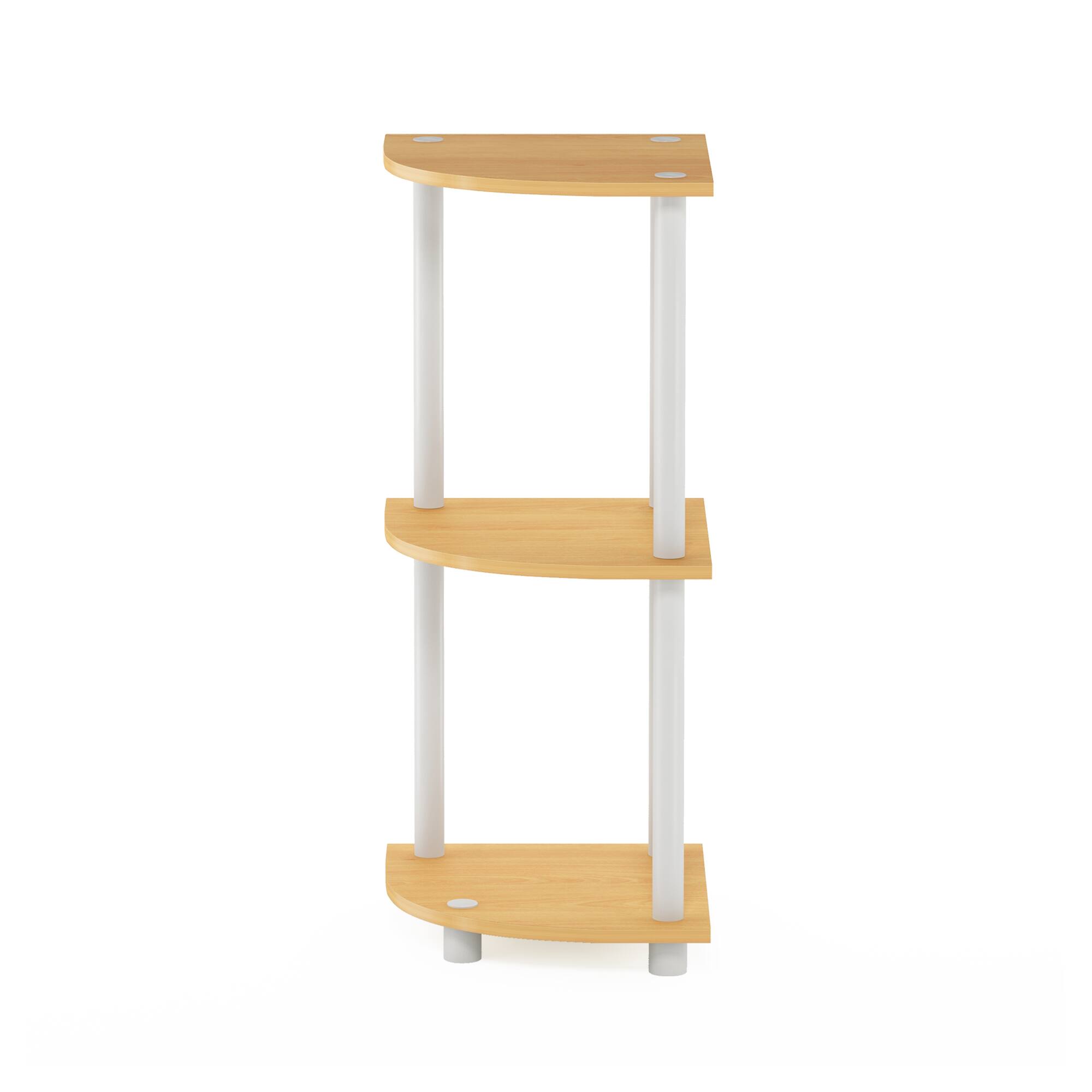 Alt View 2. Furinno - Turn-N-Tube 3-Tier Corner Display Rack Multipurpose Shelving Unit, Beech/White - Beech/White.