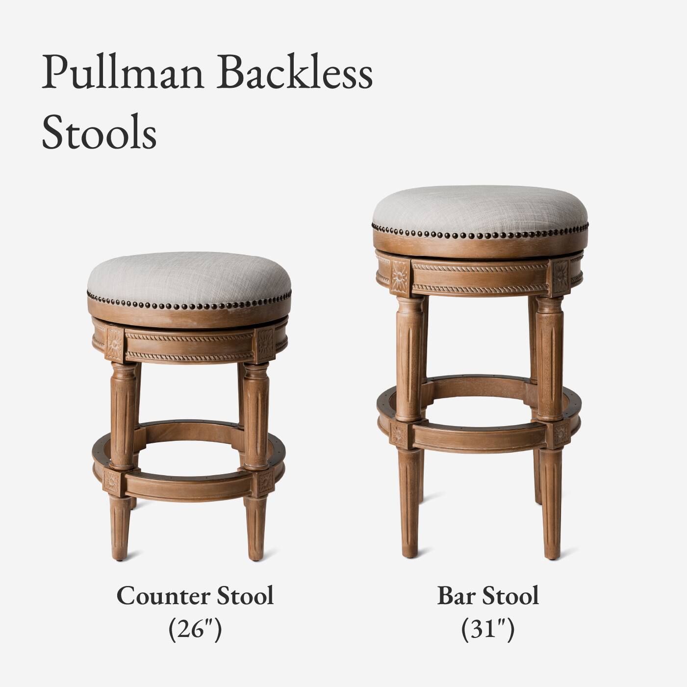 Pullman Backless Stools

Counter Stool (26")
Bar Stool (31")