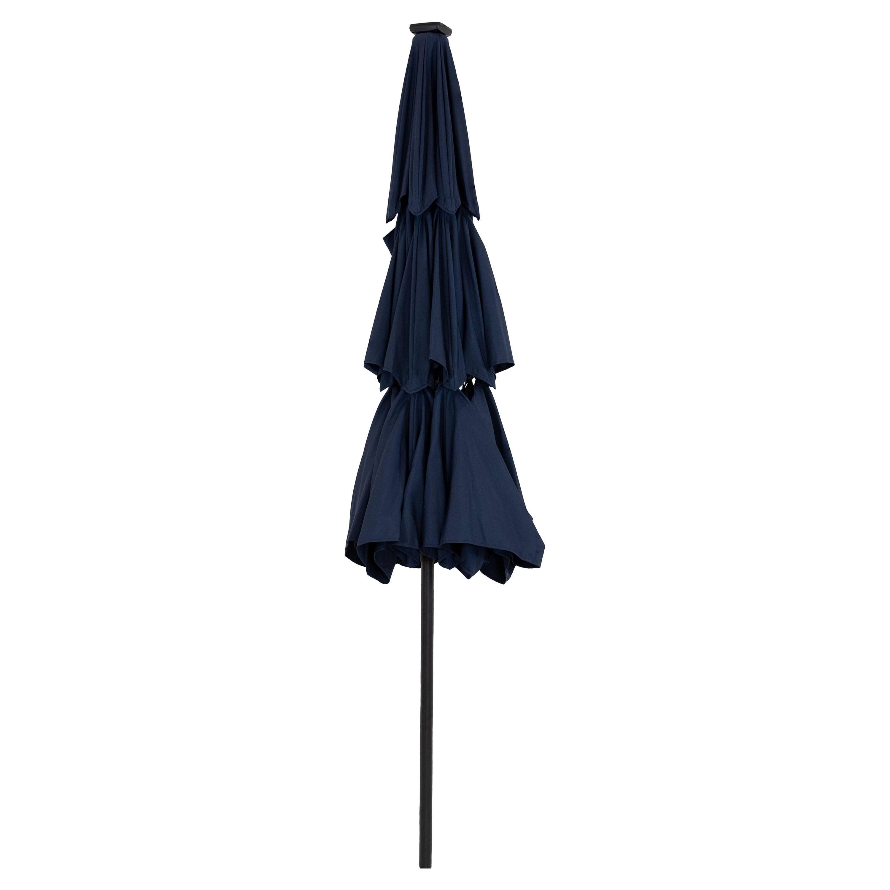 Alt View 8. Sunnydaze - 3-Tier Outdoor Solar Patio Umbrella with Tilt and Crank - Navy Blue.