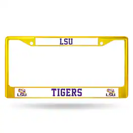 Rico Industries - Louisiana State University - LSU Tigers Yellow Painted Chrome Metal License Plate Frame - Multi