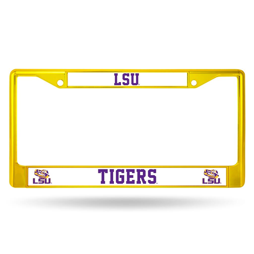 Louisiana State University - LSU Tigers Yellow Painted Chrome Metal License Plate Frame