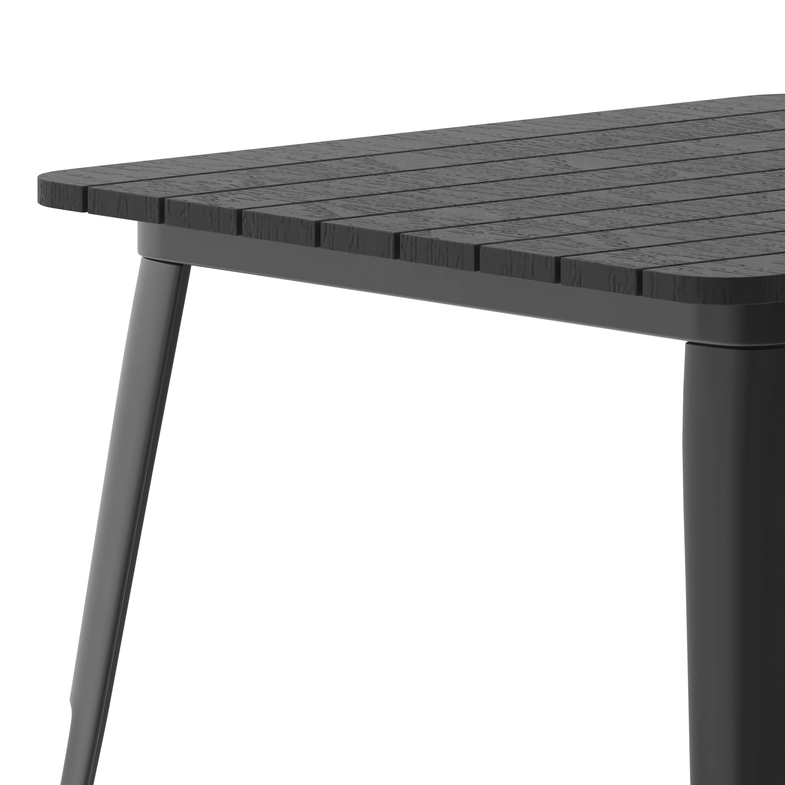 Alt View 9. Emma + Oliver - Drew Indoor/Outdoor Dining Table, 31.5" Square All Weather Poly Resin Top with Steel Base - Black Top/Black Frame.