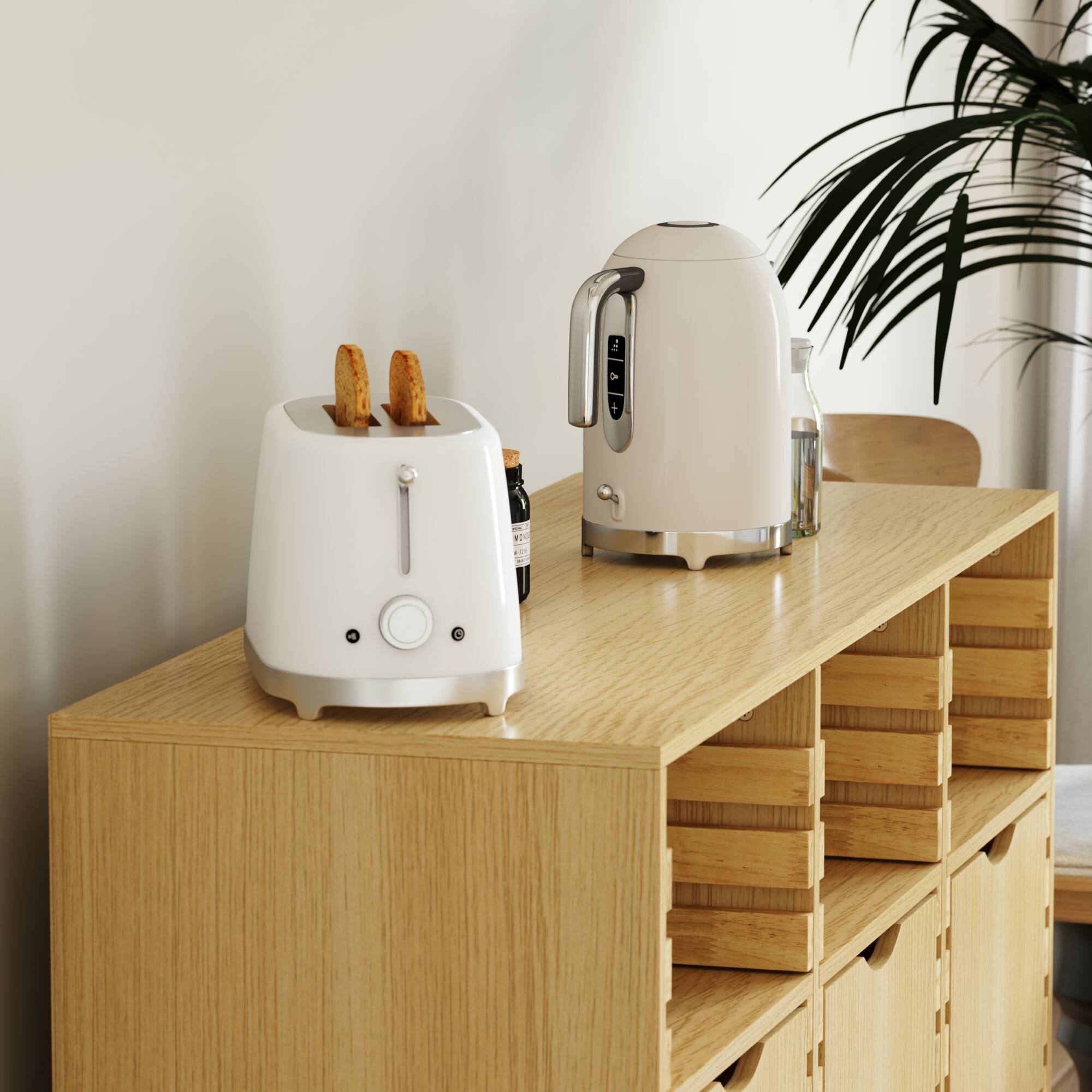 Back. Famapy - Wooden Credenzas Kitchen Storage Sideboard with Customizable Drawers - Wooden.