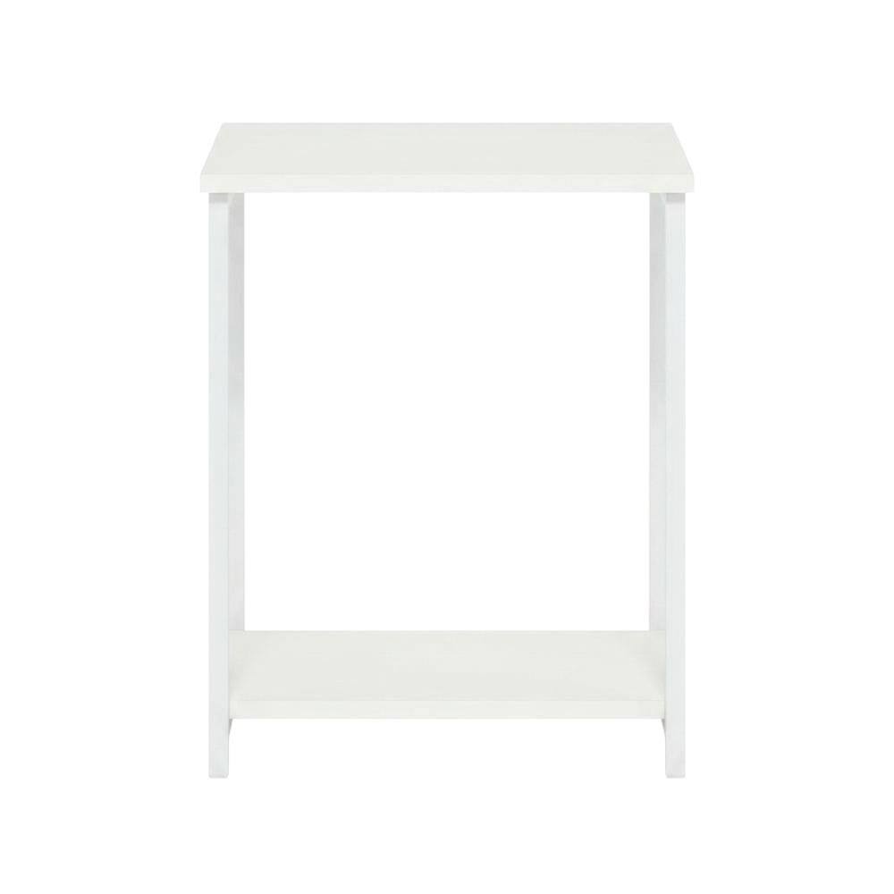 Back. FurniFact - White metal frame end table with modern design and sturdy construction - White/White.