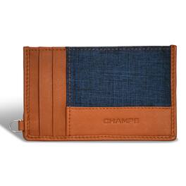 Champs - Denim Collection Leather Slim Cardholder - TanBlue