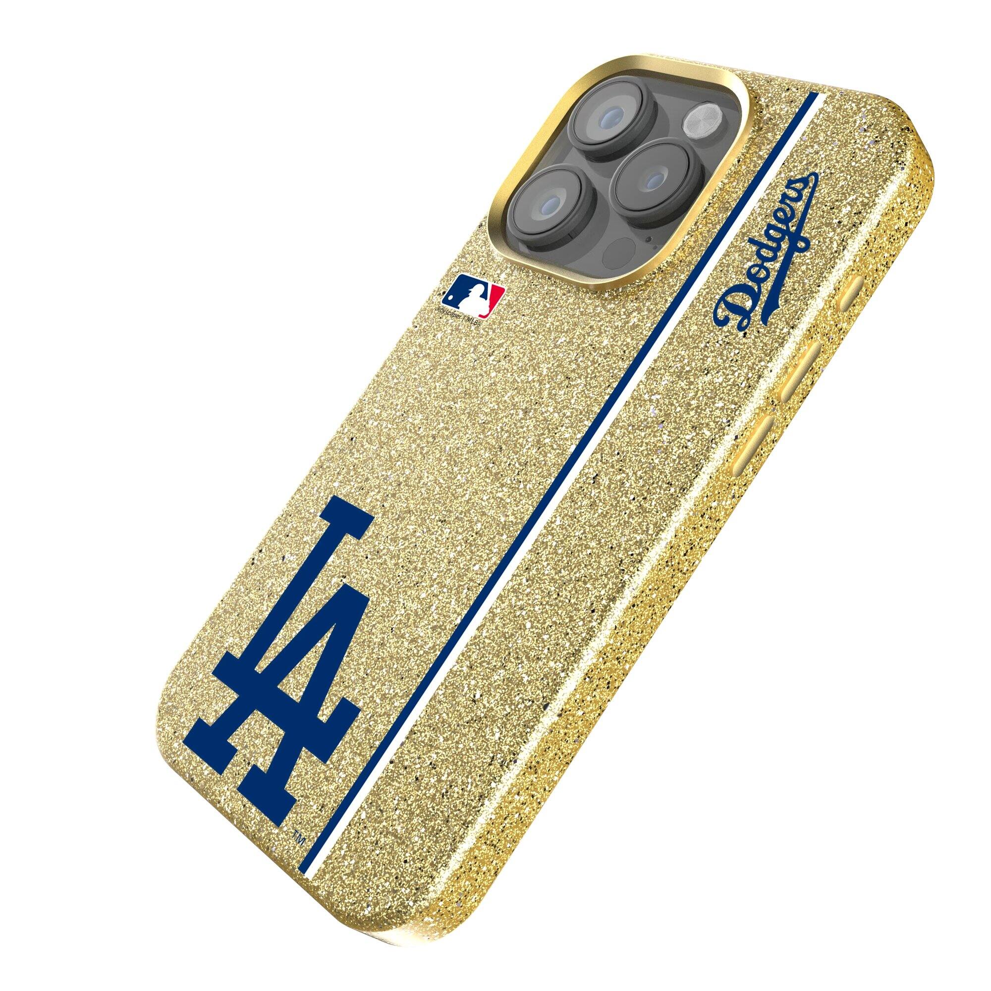 Alt View 1. Keyscaper - Gold Los Angeles Dodgers iPhone Bling Case - 15 Pro Max - Gold.