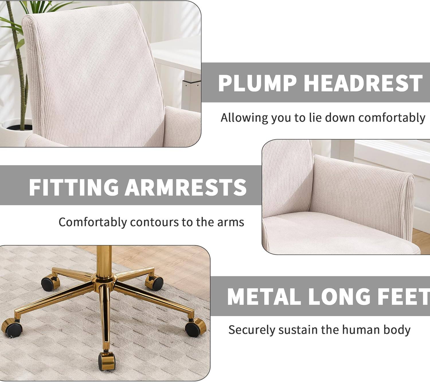 PLUMP HEADREST  
Allowing you to lie down comfortably

FITTING ARMRESTS  
Comfortably contours to the arms

METAL LONG FEET  
Securely sustain the human body
