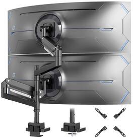 Comfort Essence - Vertical Monitor Mount Heavy Duty Arm For onitors Up To 59 Extra Tall wide Adjustable Aluminum Desk Vesa 7 - Black