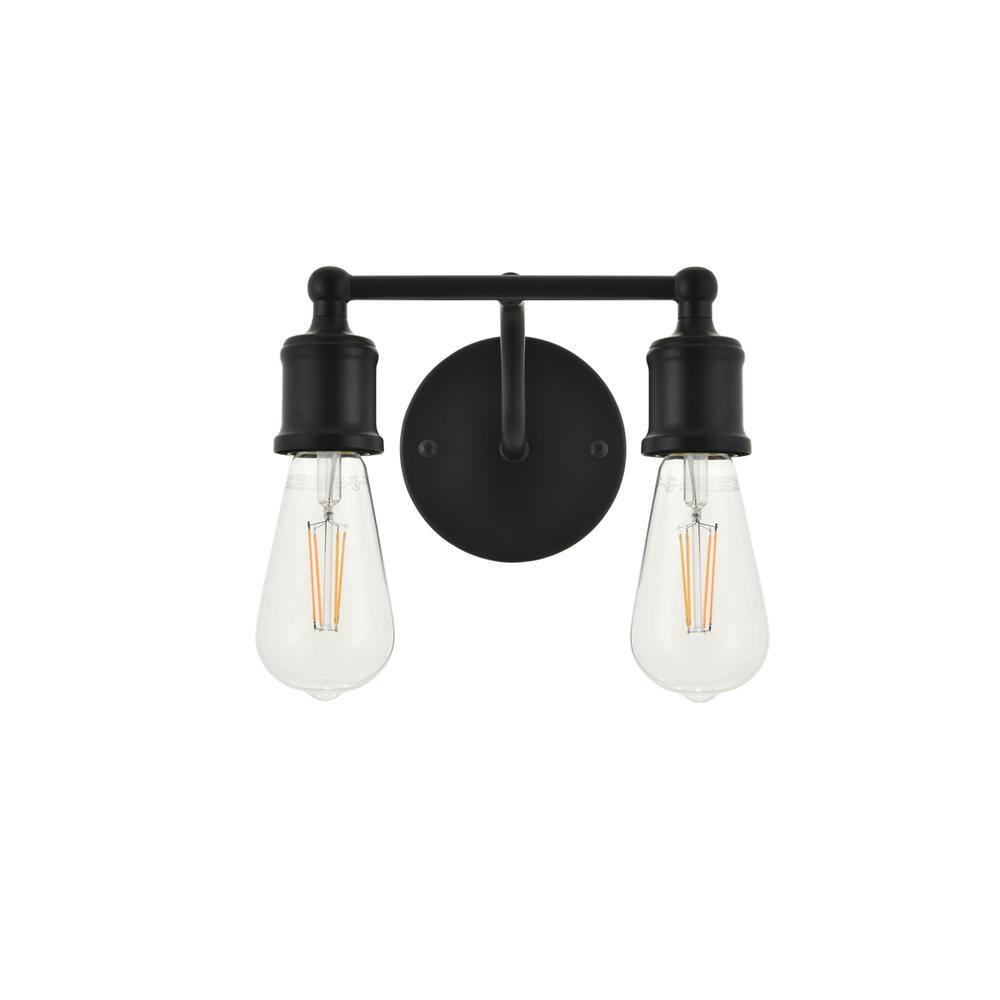 Alt View 8. Living District - Serif 2 light black Wall Sconce - Black.