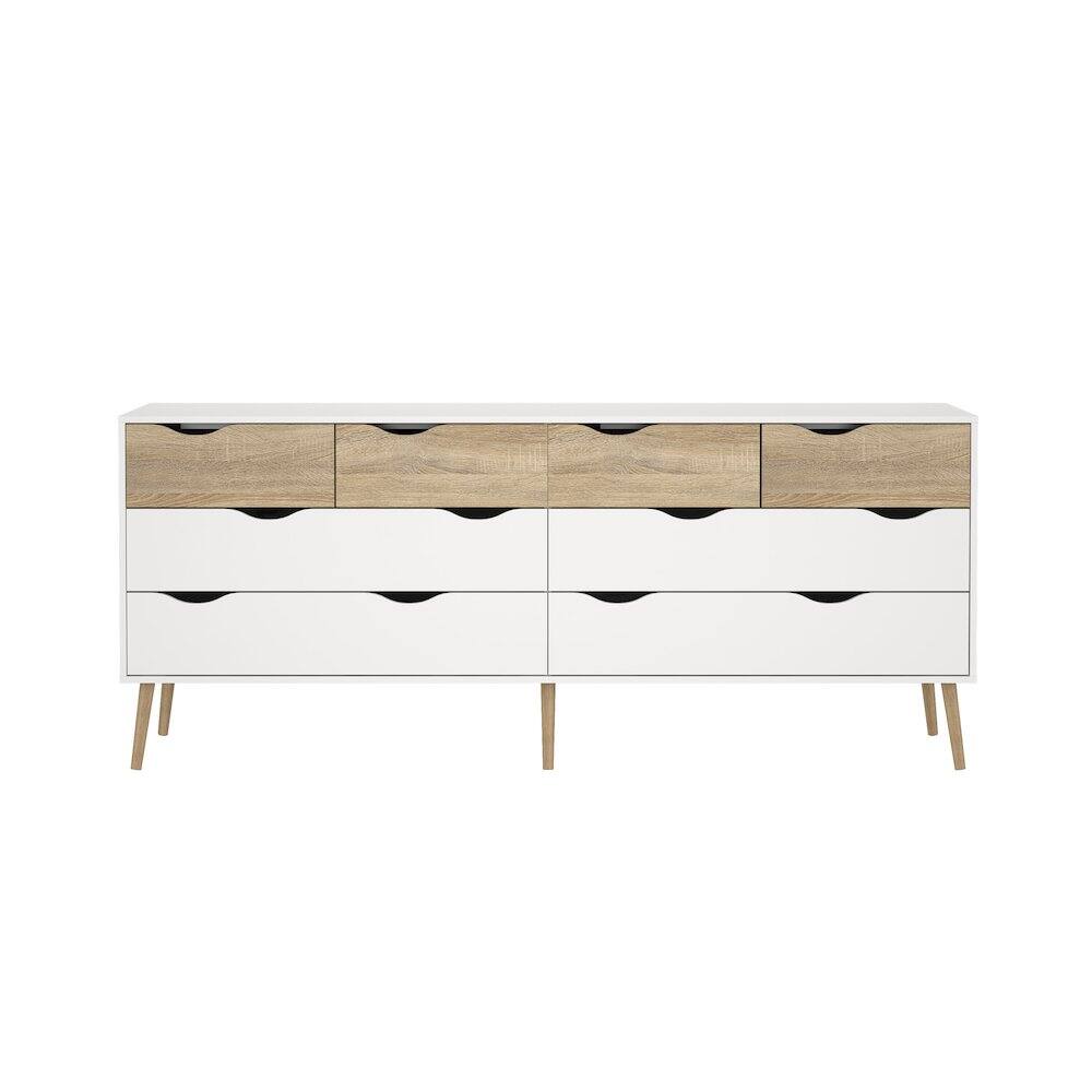 Back. Tvilum - Diana 8 Drawer Double Dresser/Oak Structure - White.