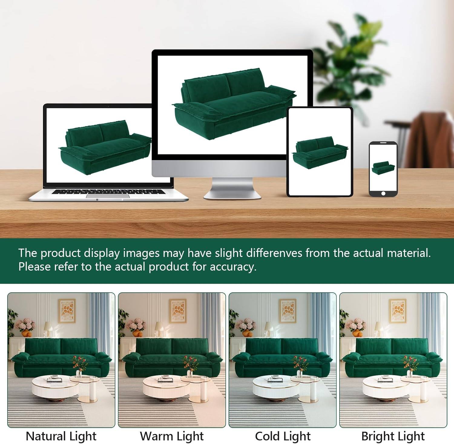 The product display images may have slight differences from the actual material. Please refer to the actual product for accuracy.

Natural Light  
Warm Light  
Cold Light  
Bright Light