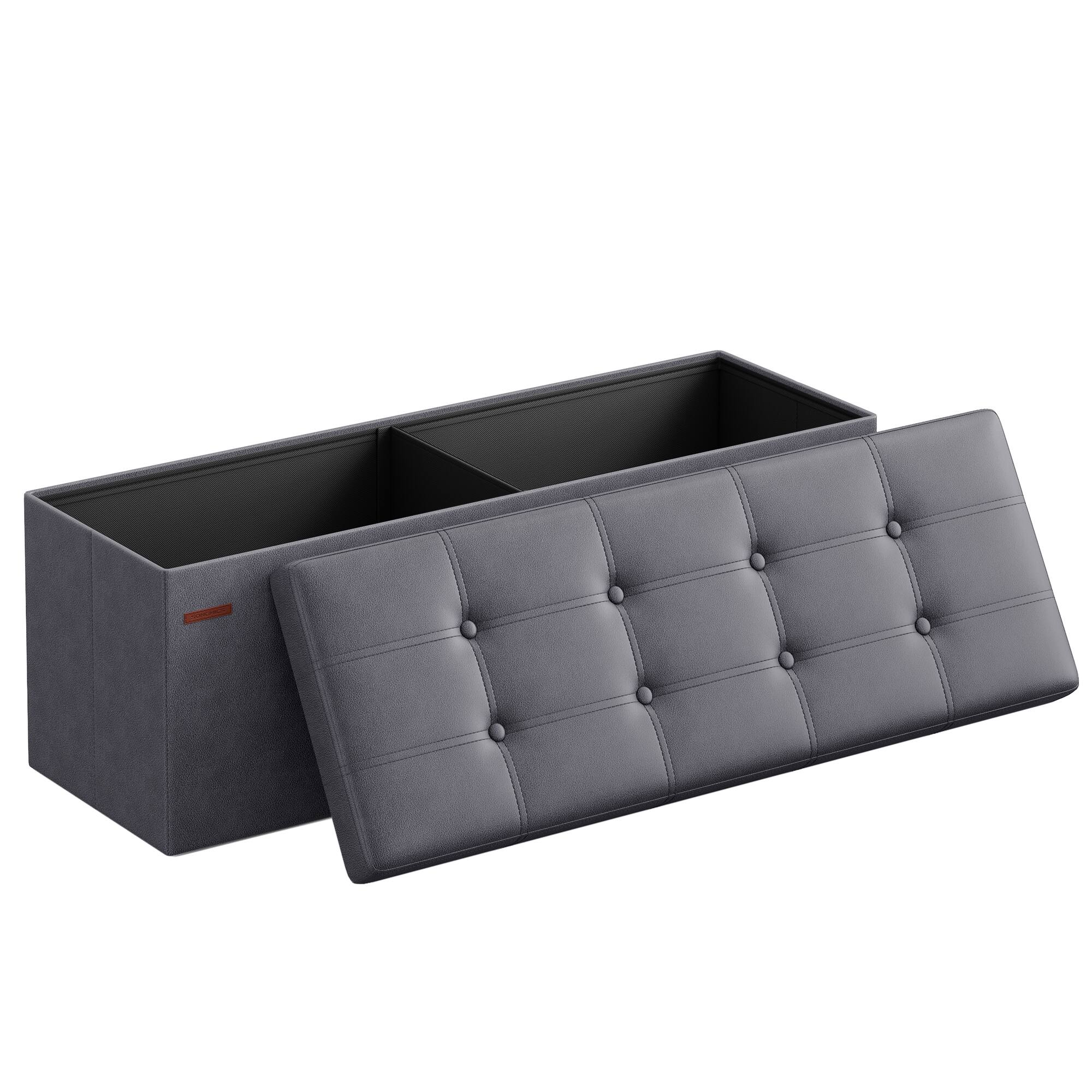 SEGAWE 43" Storage Ottoman Bench - Folding Chest, MDF Frame With Lid, Brown Upholstery (661 Lbs Capacity)