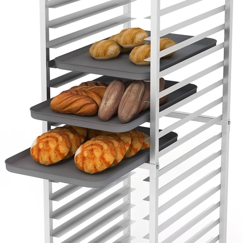Alt View 2. Kadyn - 20-tier Bun Pan Speed Rack with Lockable Rubber Wheels, Storage Rack Microwave Oven Stand for Spices, Pots, and Pans - Silver.