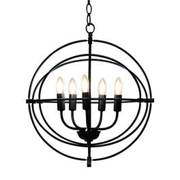 SKONYON - Foldable Chandelier Light Fixture for Living Room and Dining Room Compatible with E12 Bulbs - Black