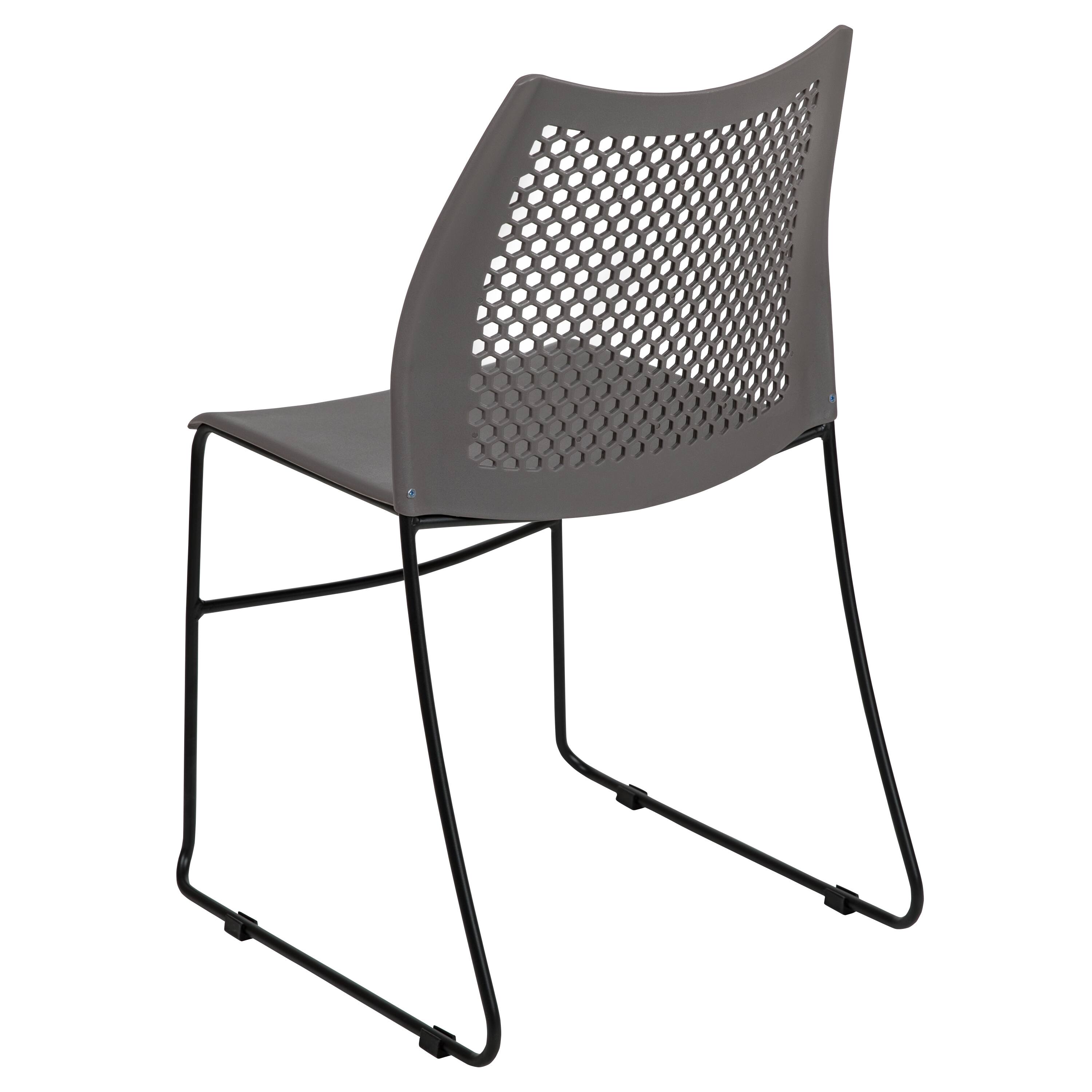 Alt View 5. Emma + Oliver - Home and Office Sled Base Stack Chair with Air-Vent Back - Guest Chair - Gray.