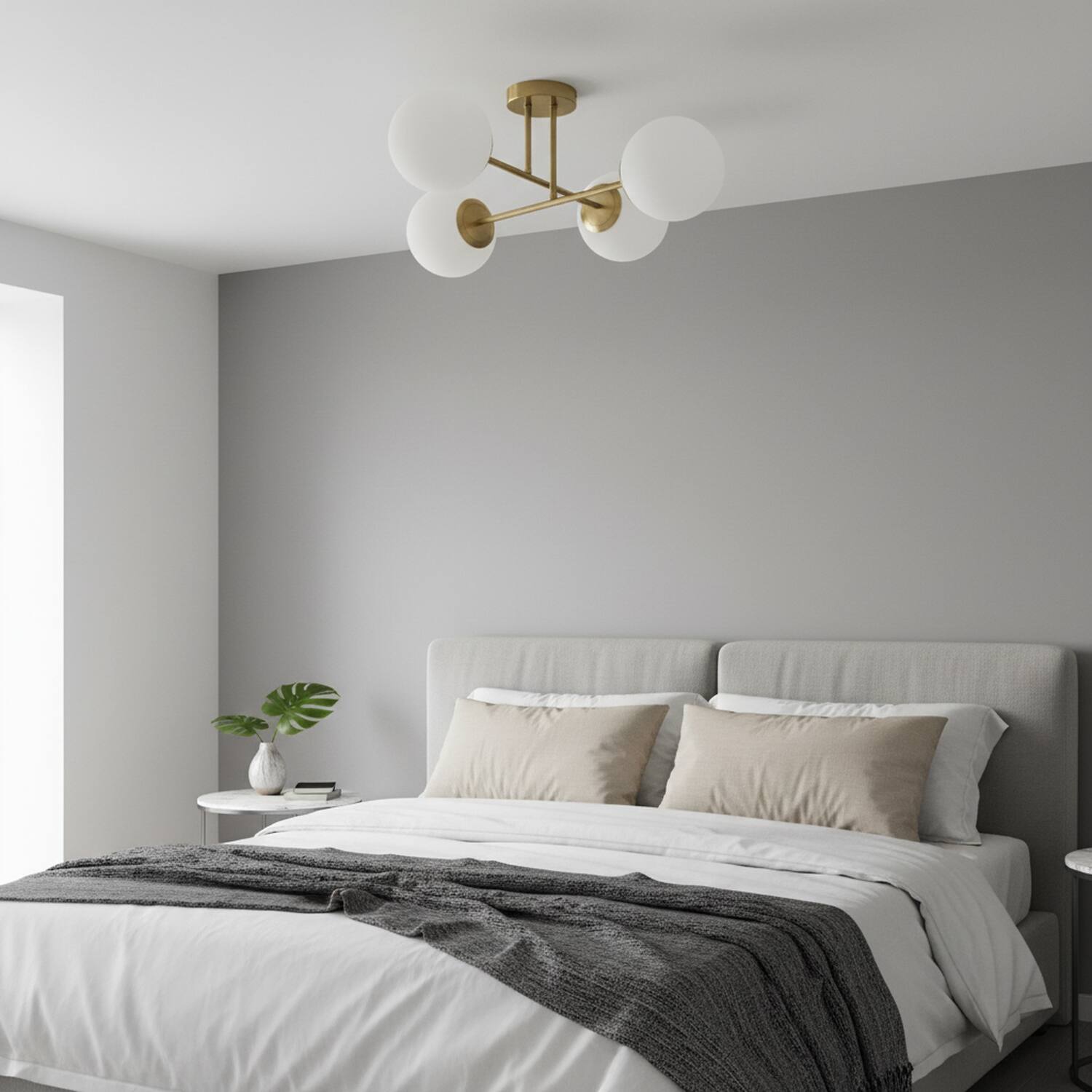 Alt View 6. Umeiluce - Modern 4-Light 22.4 Inches Semi-Flush Mount Glass Globes E12 - Brass.