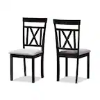Front. Baxton Studio - Set of 2 Rosie Modern and Contemporary Fabric Upholstered and Espresso Finished Dining Chairs - Grey/Espresso Brown.