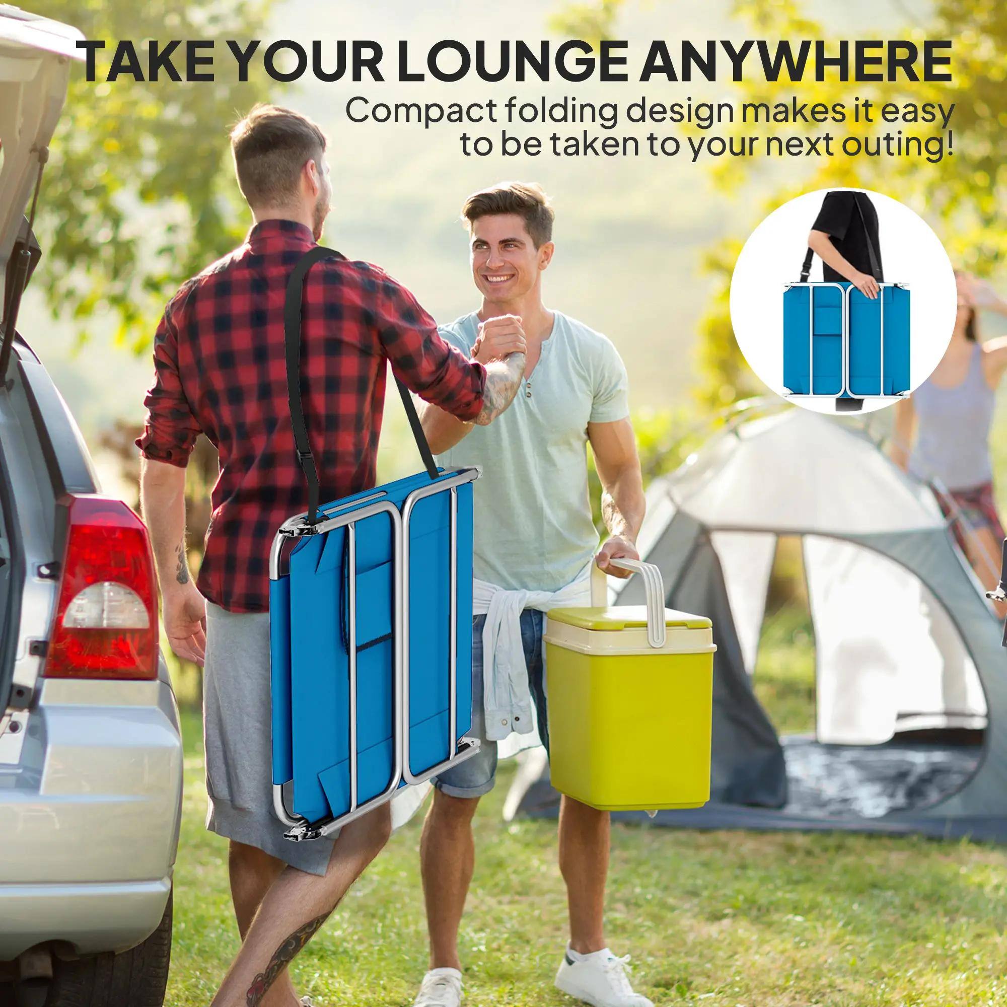 TAKE YOUR LOUNGE ANYWHERE
Compact folding design makes it easy to be taken to your next outing!
